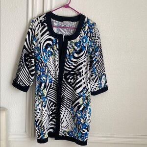 Floral and Geometric Patterned Cardigan